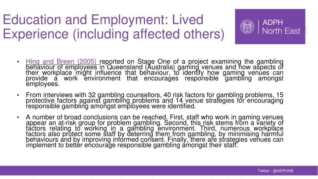 education and employment lived experience