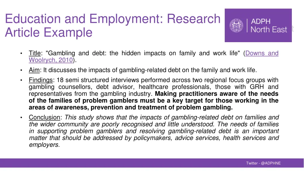 education and employment research article example