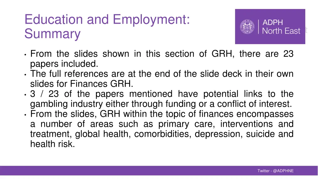 education and employment summary