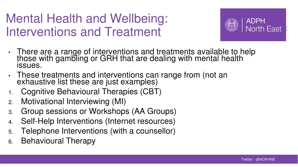 mental health and wellbeing interventions