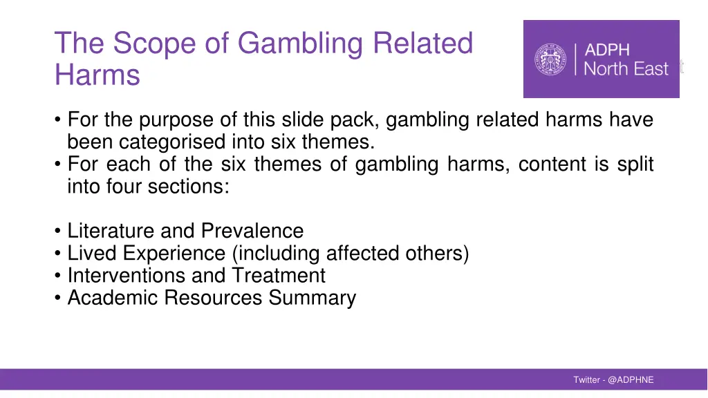 the scope of gambling related harms 1