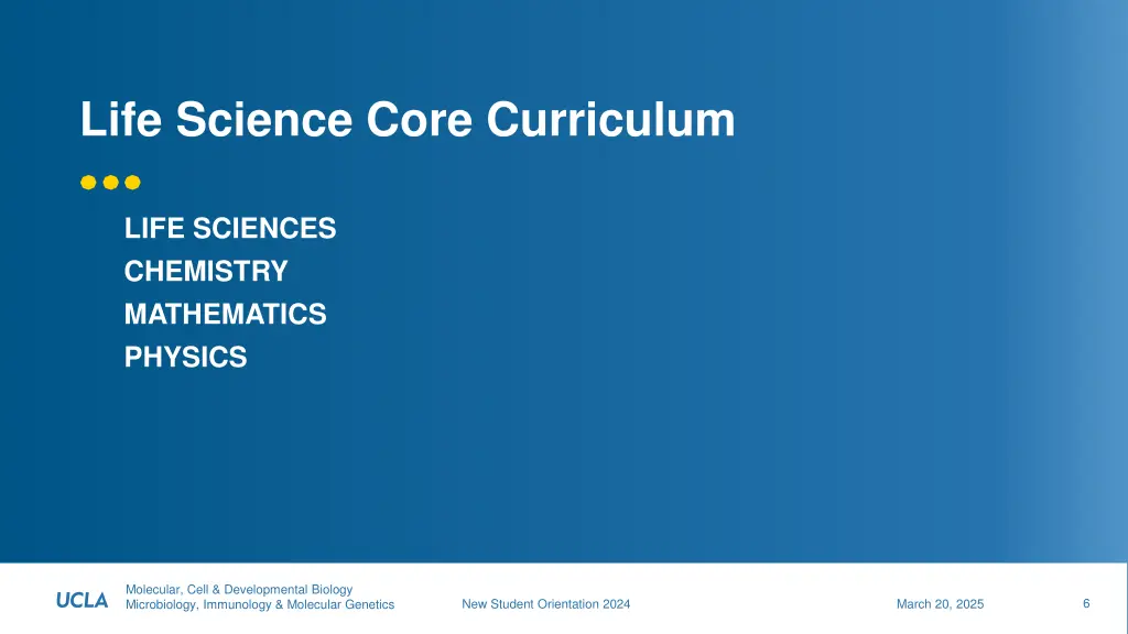 life science core curriculum