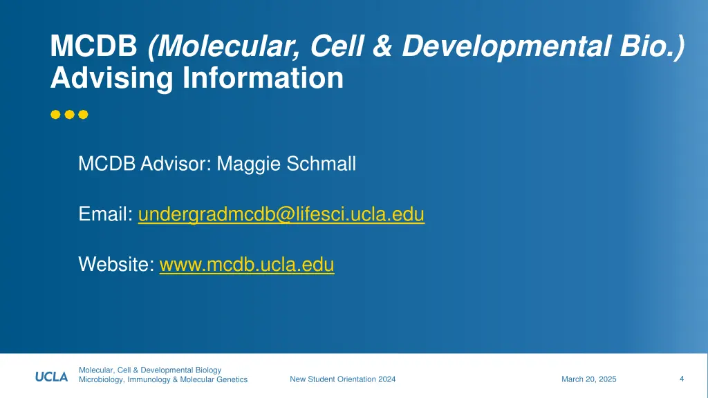 mcdb molecular cell developmental bio advising