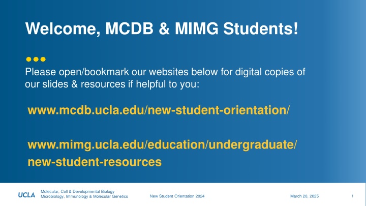 welcome mcdb mimg students