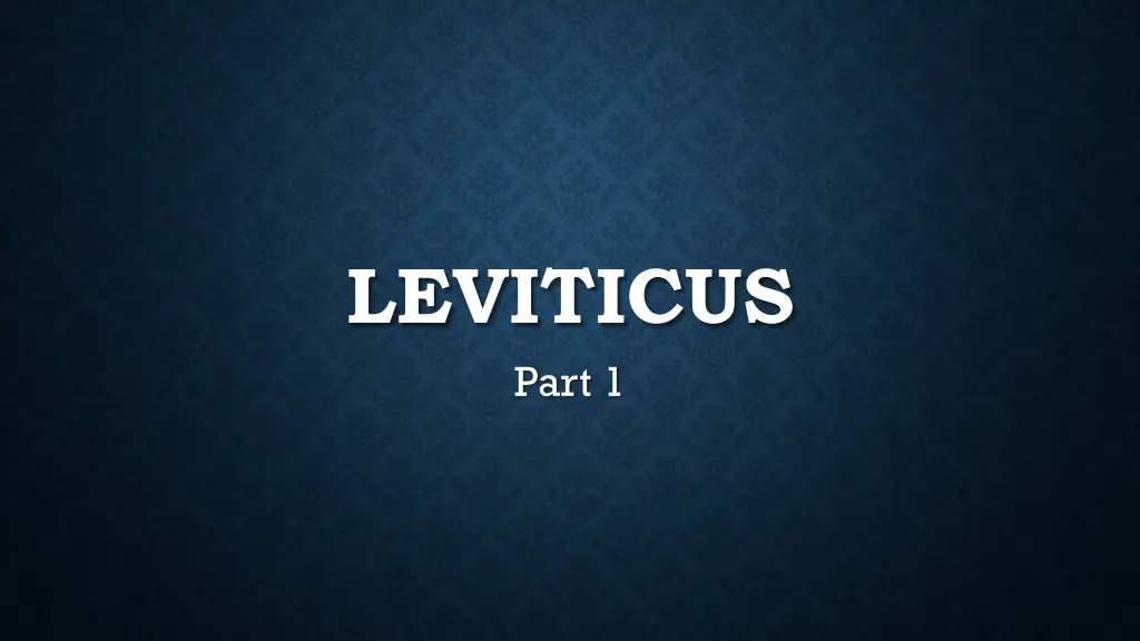 leviticus part 1