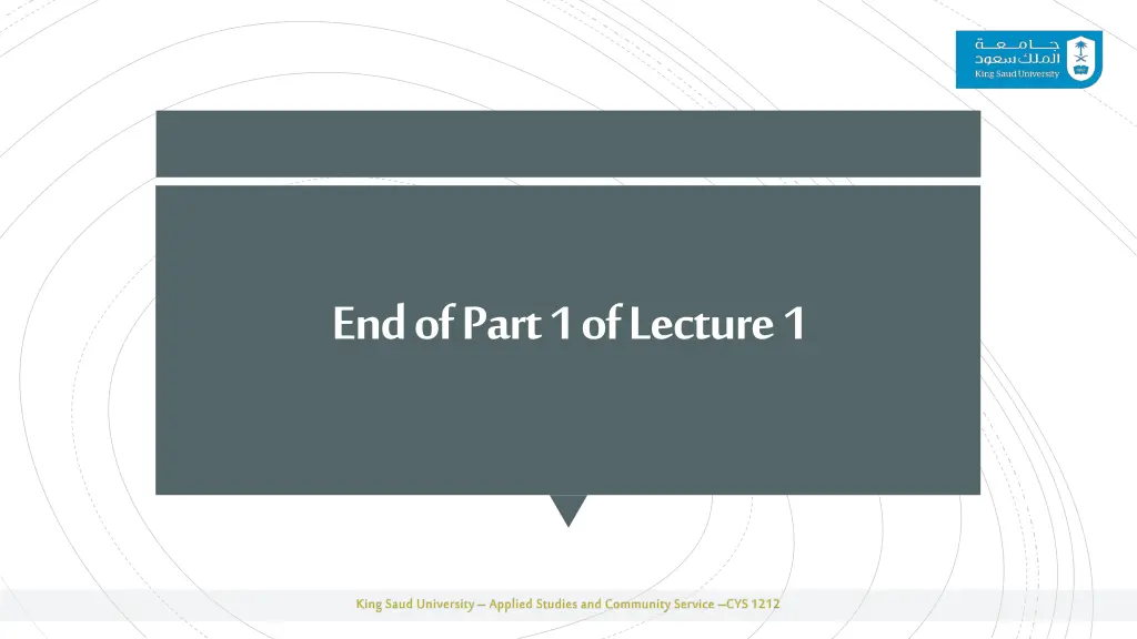end of part 1 of lecture 1