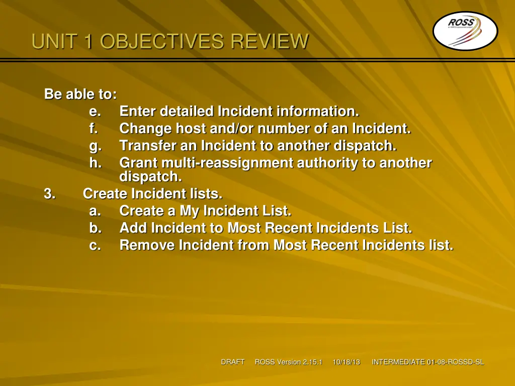 unit 1 objectives review 1