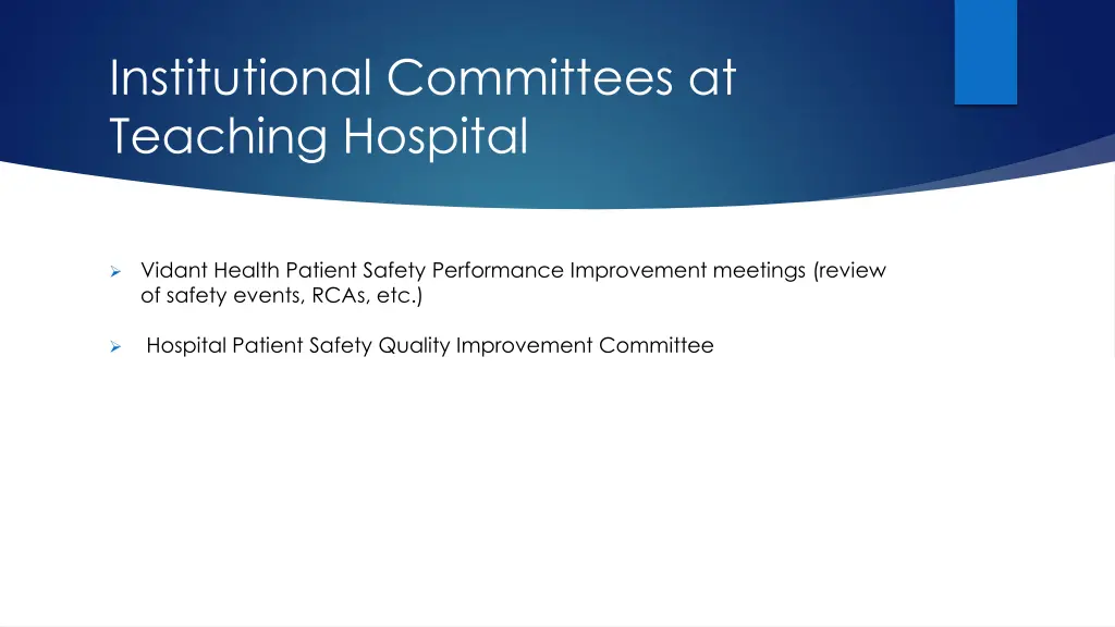 institutional committees at teaching hospital
