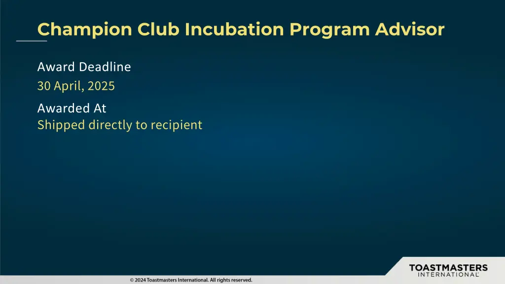 champion club incubation program advisor 1