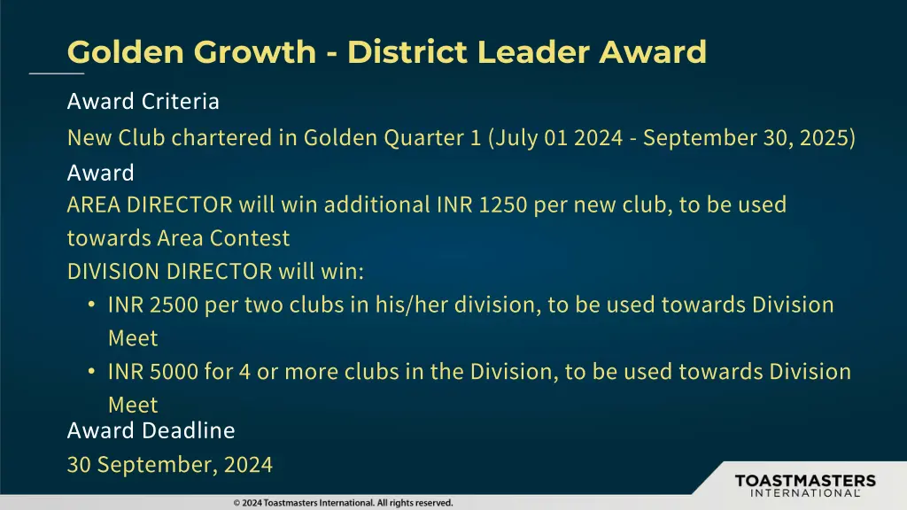 golden growth district leader award