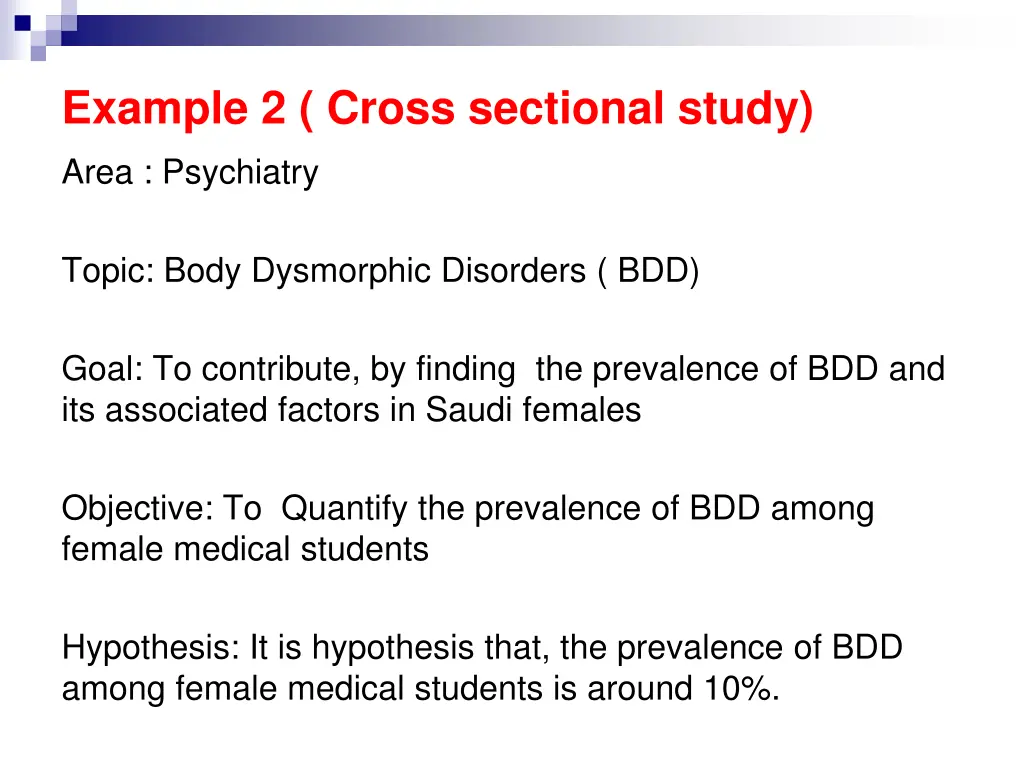 example 2 cross sectional study area psychiatry