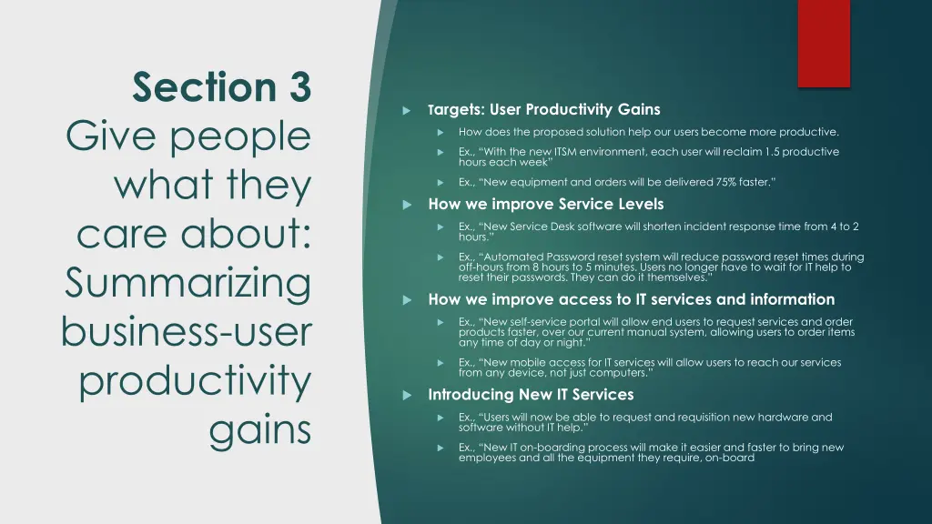 section 3 give people what they care about