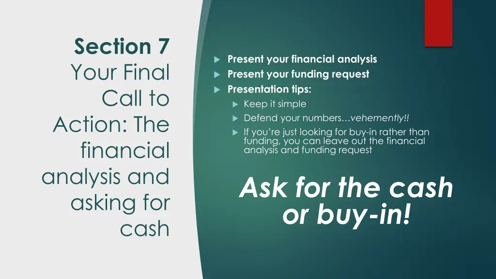 section 7 your final call to action the financial