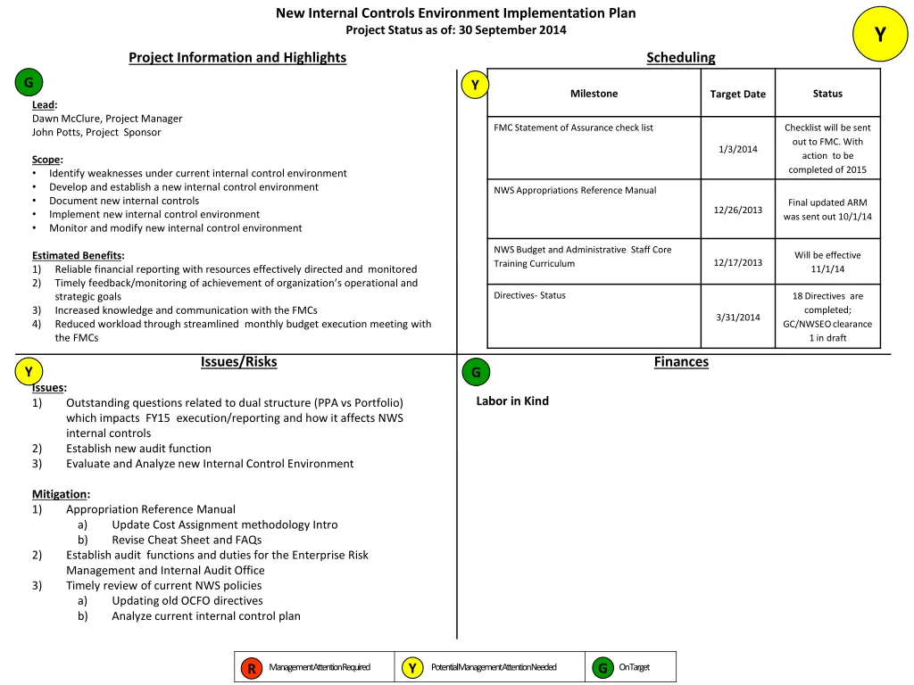 new internal controls environment implementation