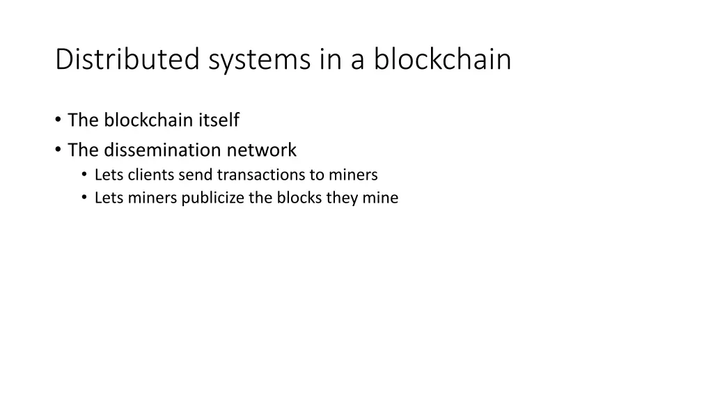 distributed systems in a blockchain