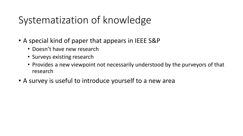 systematization of knowledge
