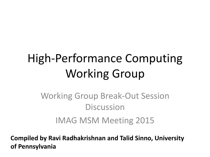 high performance computing working group