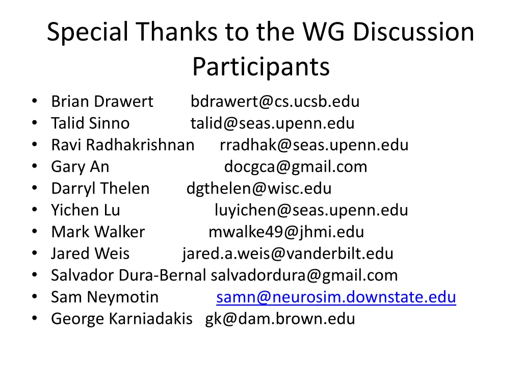 special thanks to the wg discussion participants