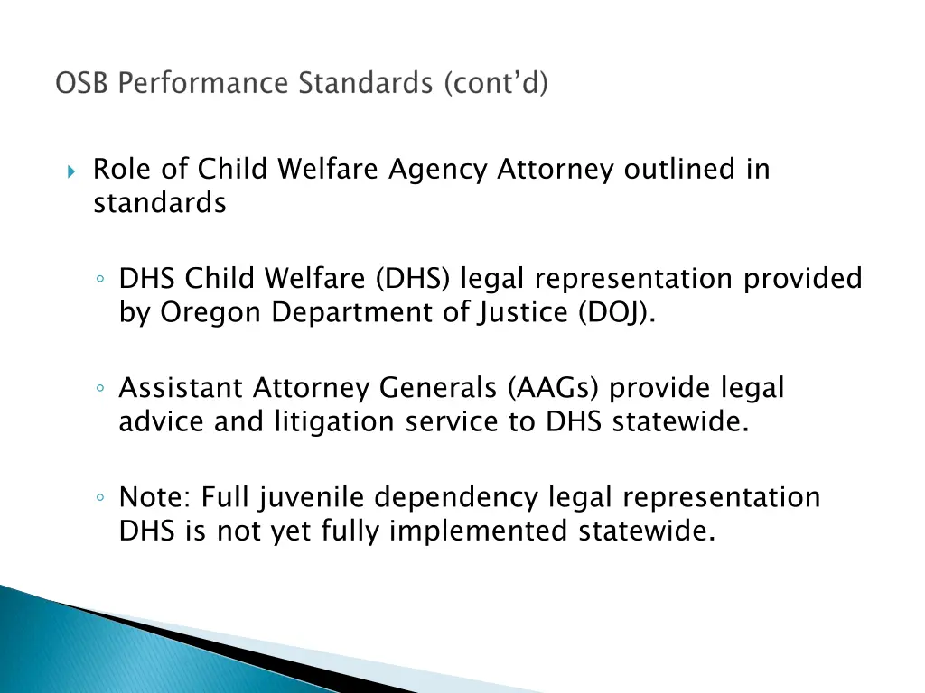 role of child welfare agency attorney outlined