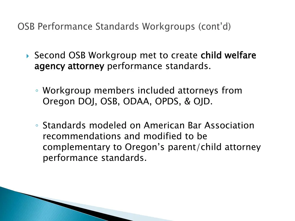 second osb workgroup met to create child welfare