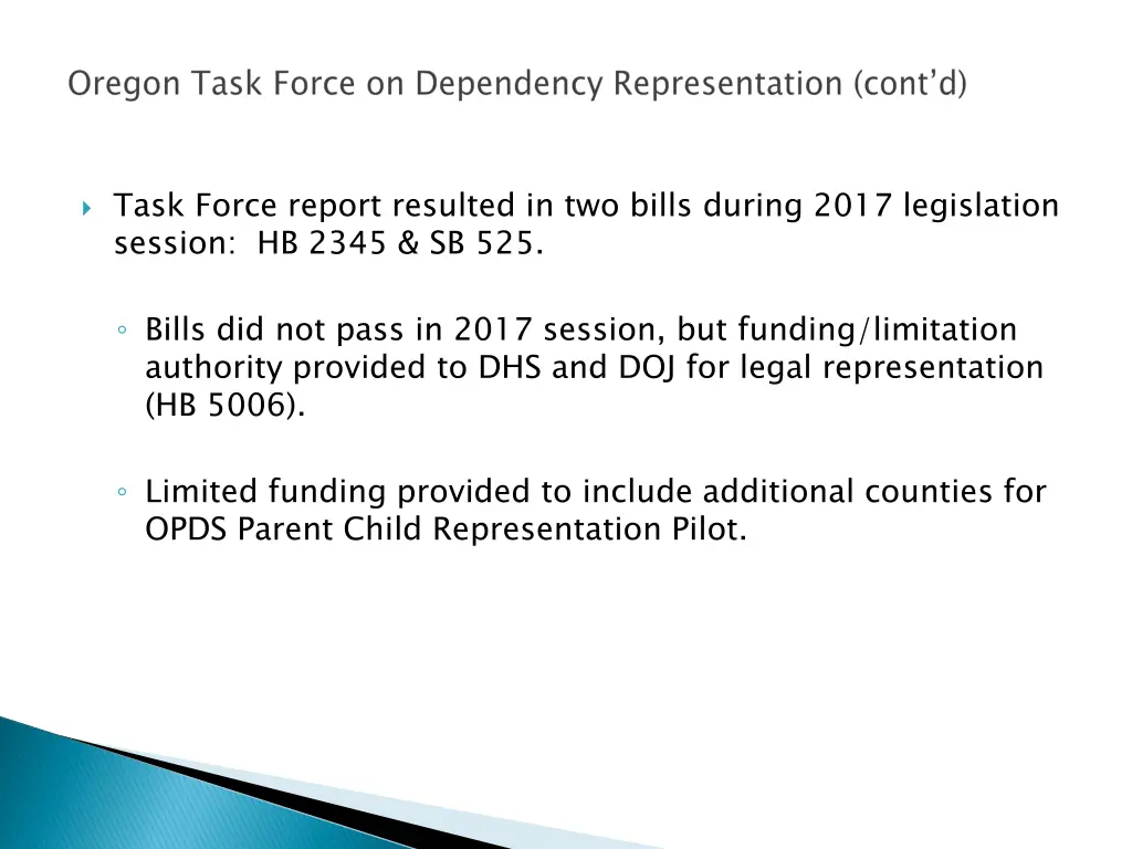 task force report resulted in two bills during
