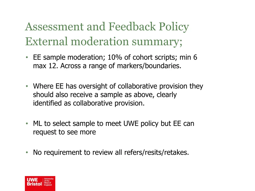 assessment and feedback policy external