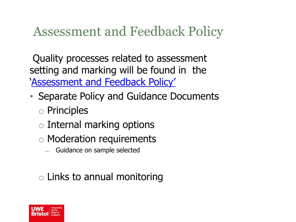 assessment and feedback policy