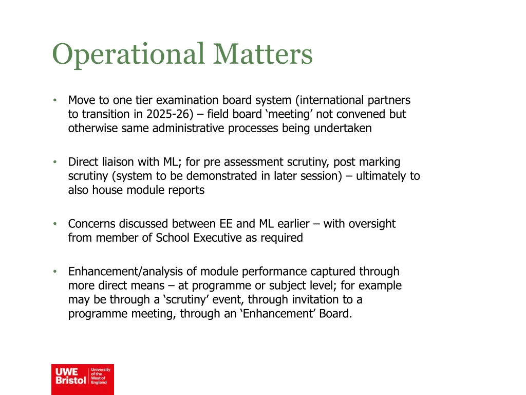 operational matters