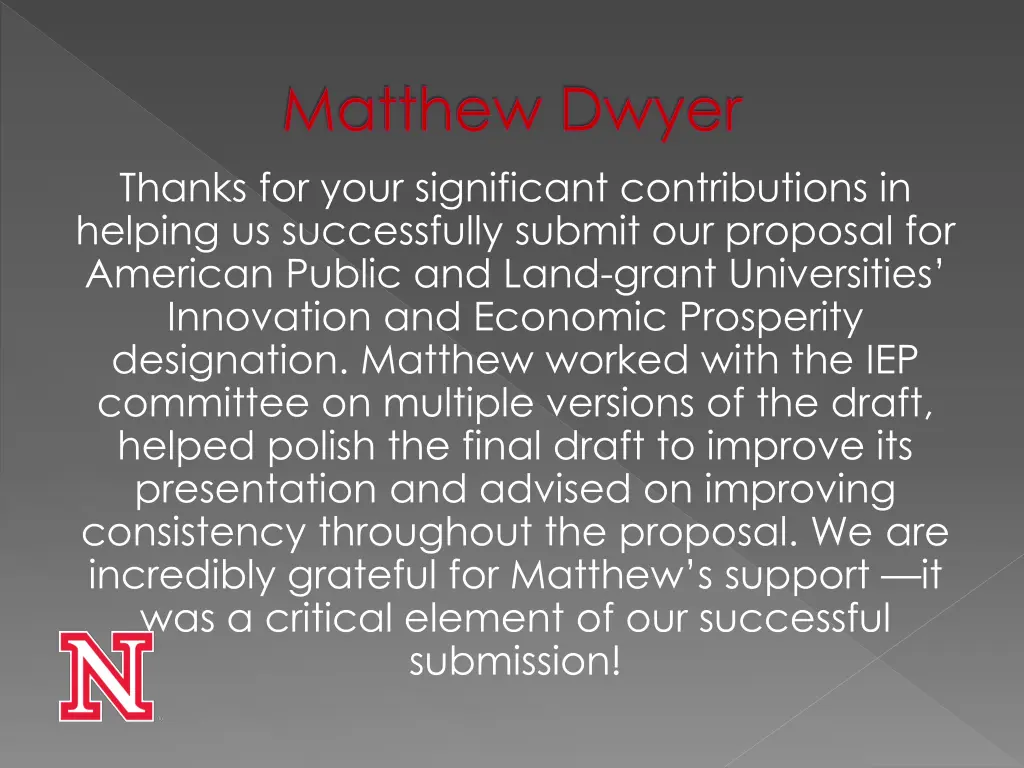 matthew dwyer thanks for your significant