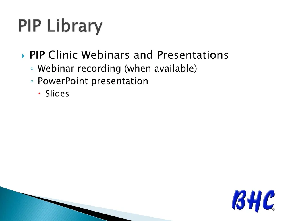 pip clinic webinars and presentations webinar
