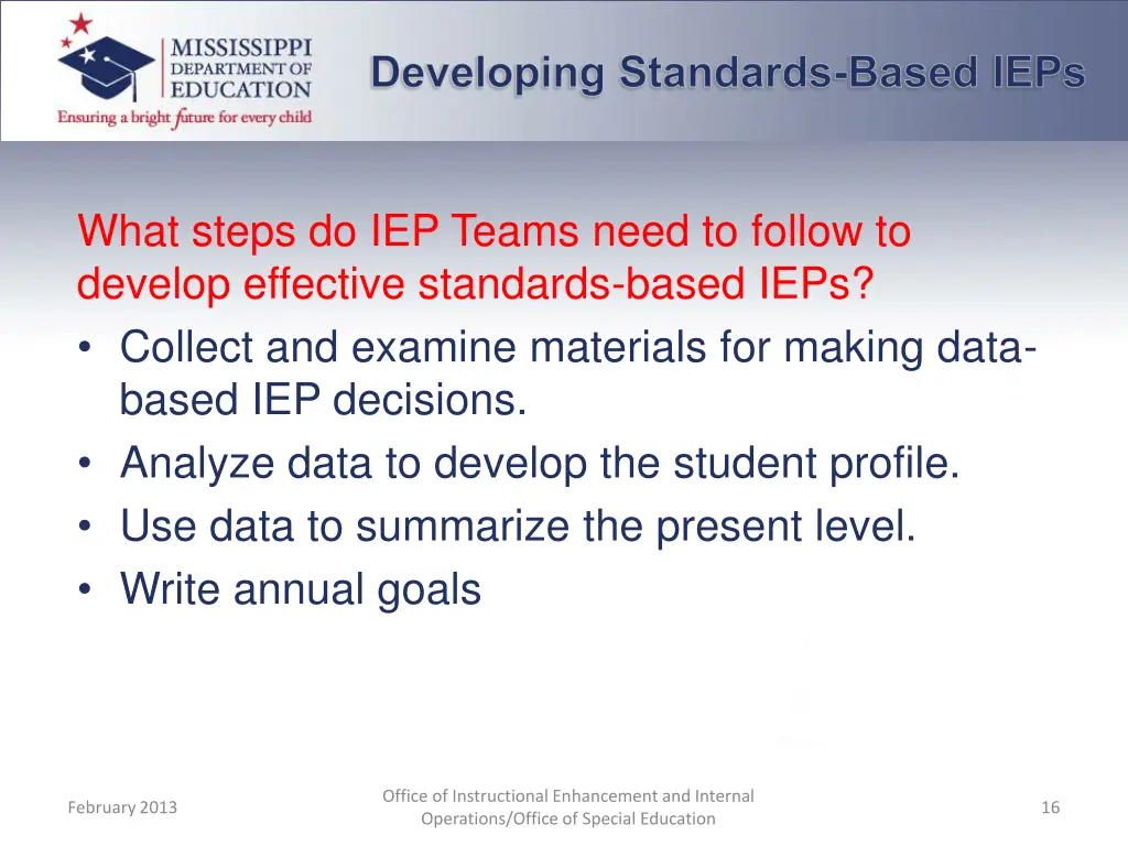 developing standards based ieps 1