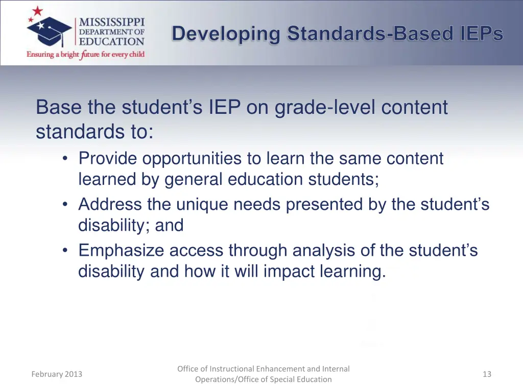 developing standards based ieps