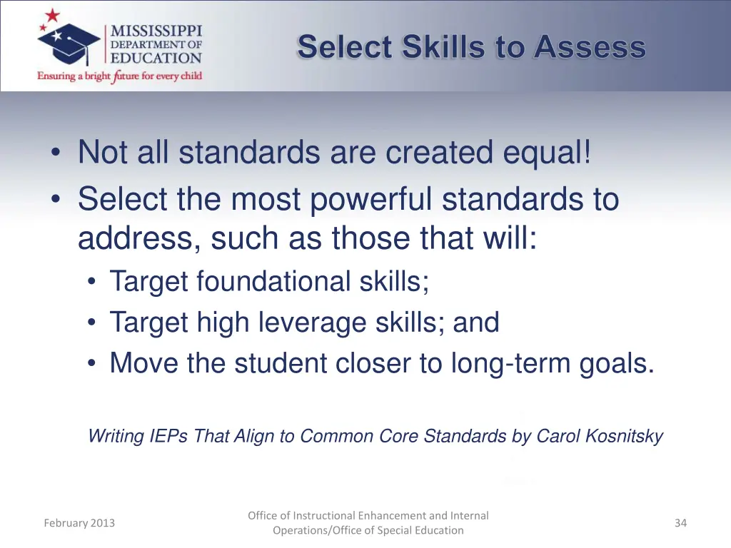 select skills to assess