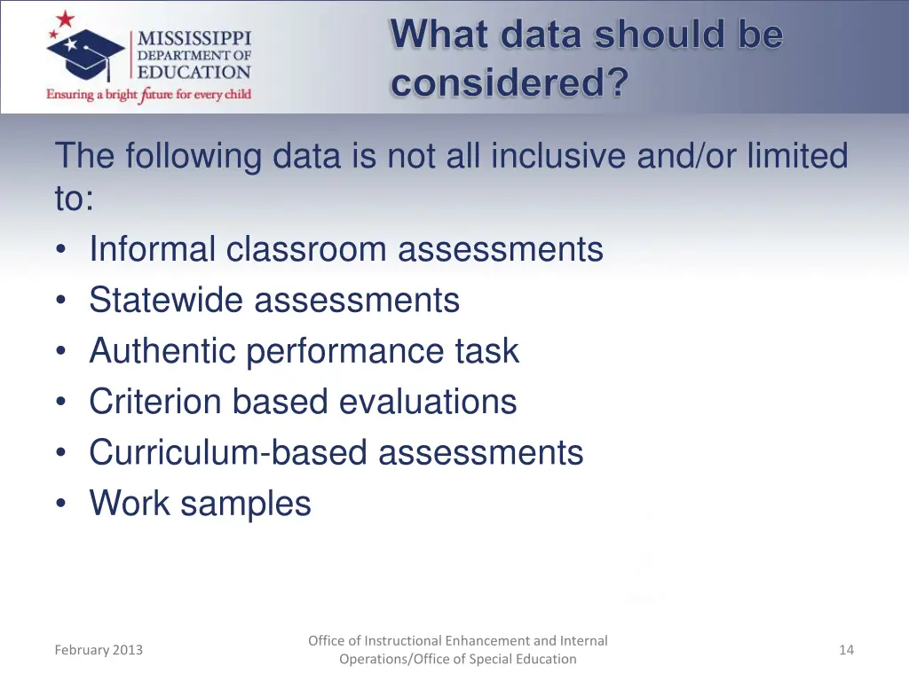 what data should be considered