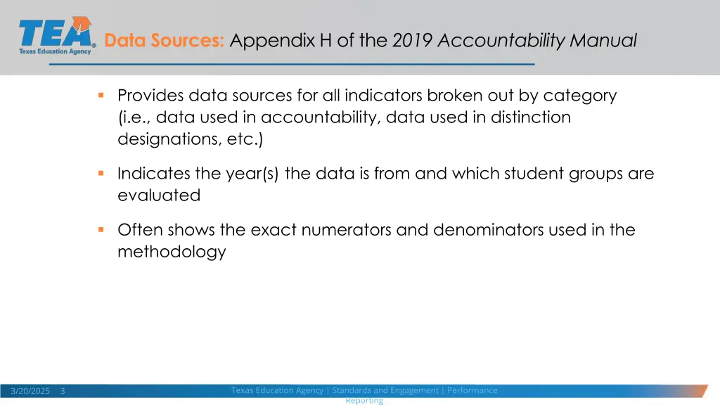data sources appendix h of the 2019