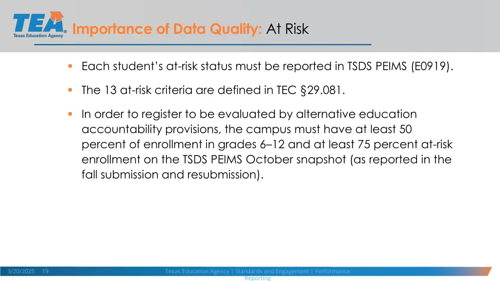 importance of data quality at risk