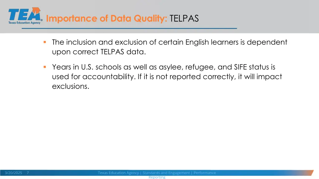 importance of data quality telpas
