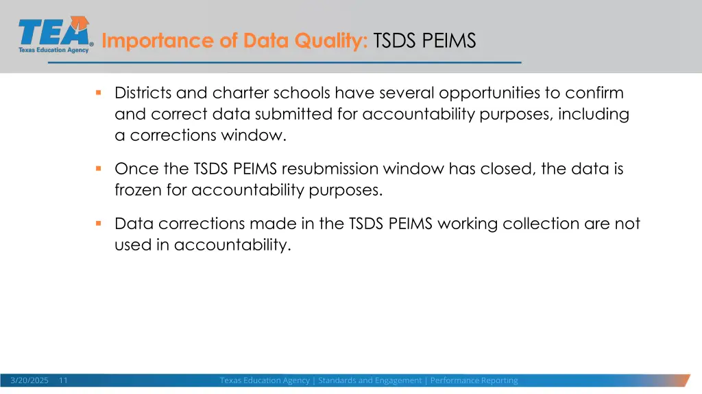 importance of data quality tsds peims