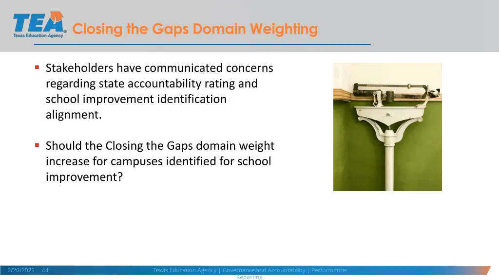 closing the gaps domain weighting