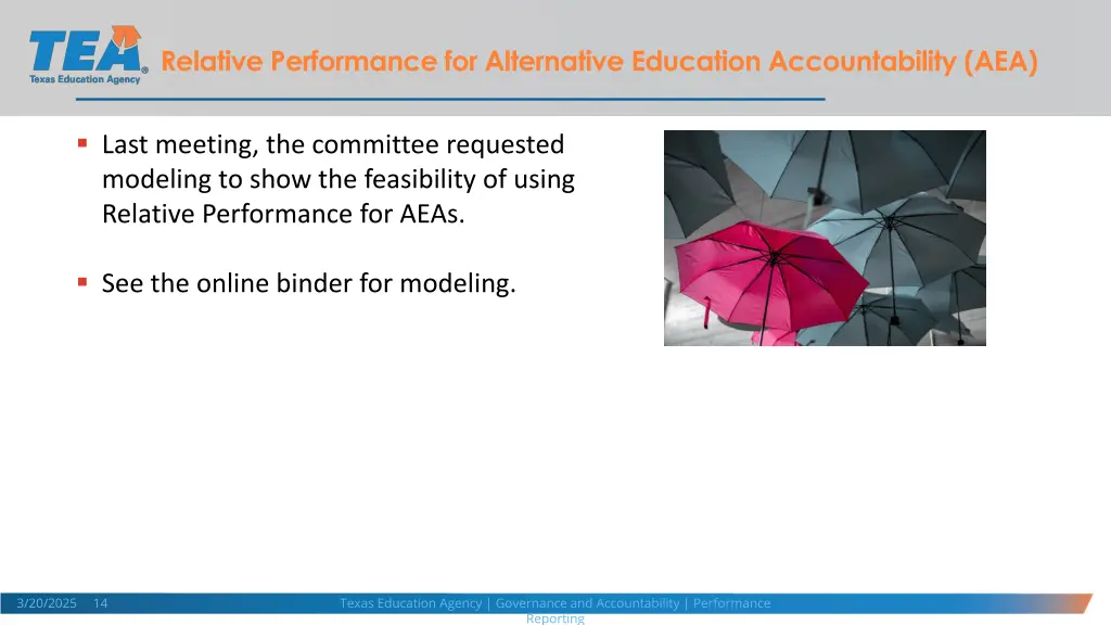 relative performance for alternative education
