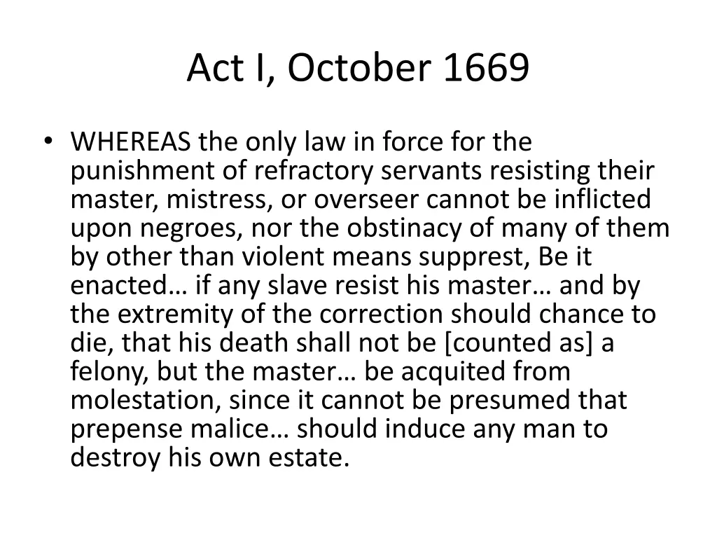 act i october 1669