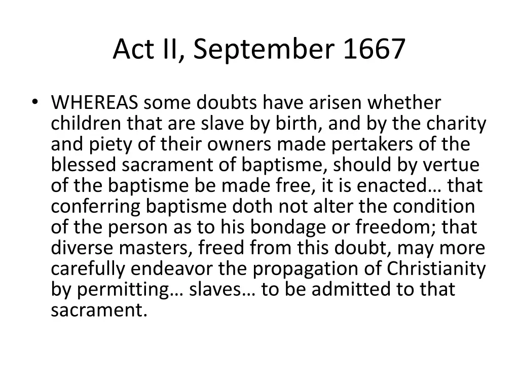 act ii september 1667