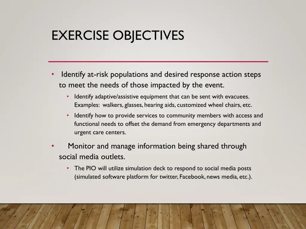 exercise objectives 1