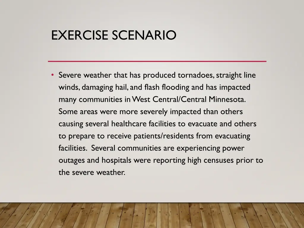 exercise scenario
