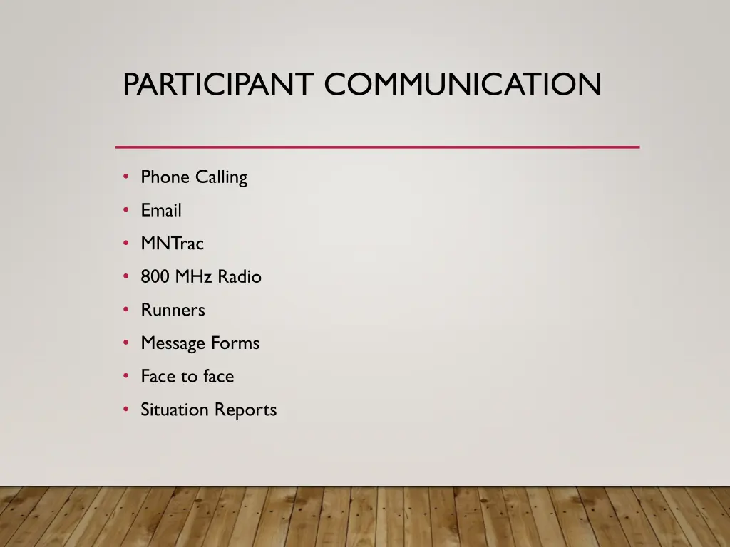 participant communication