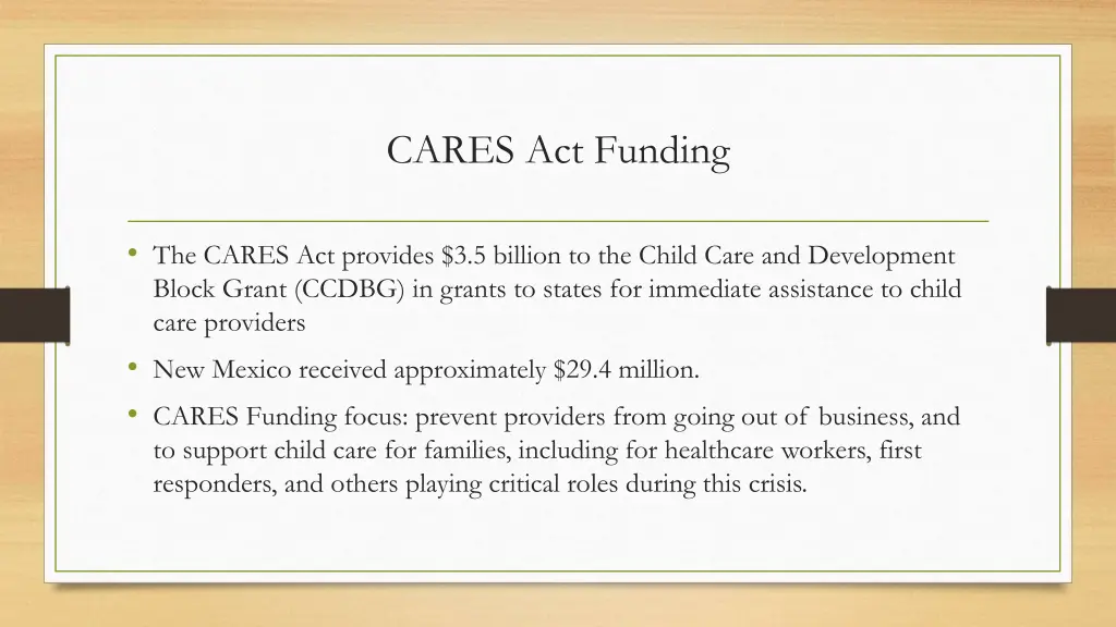 cares act funding