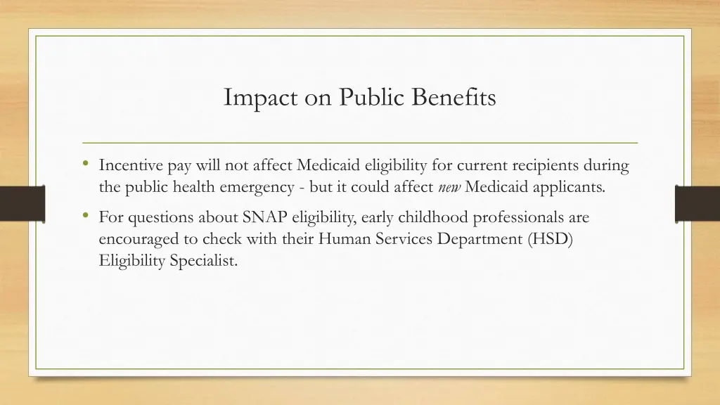 impact on public benefits