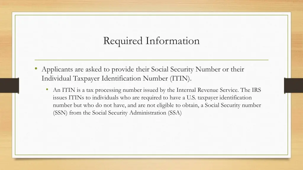 required information
