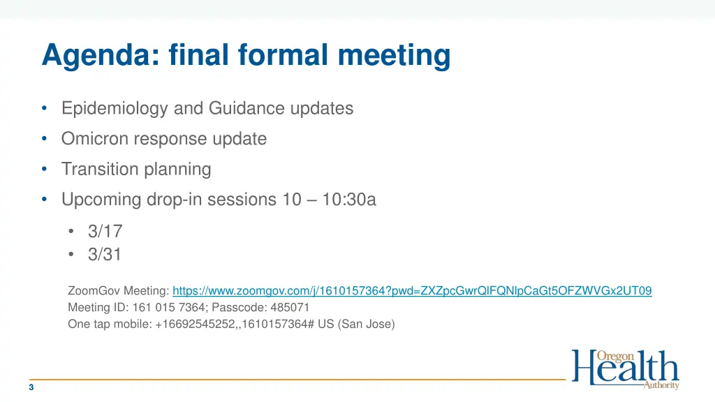 agenda final formal meeting