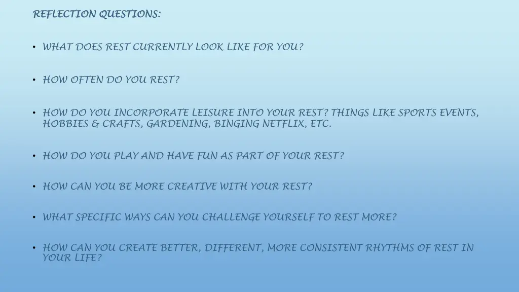 reflection questions reflection questions